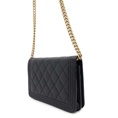 CHANEL Boy Chanel Chain Wallet BlackAP1117 Caviar Leather