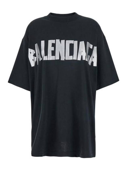 Luxury Balenciaga Trending 2025 Tape Type Short Sleeve T-Shirt Black