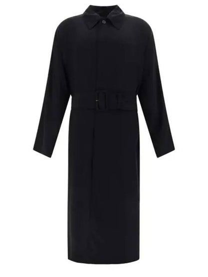 Luxury Balenciaga Trending 2025 Belted Maxi Trench Coat Black
