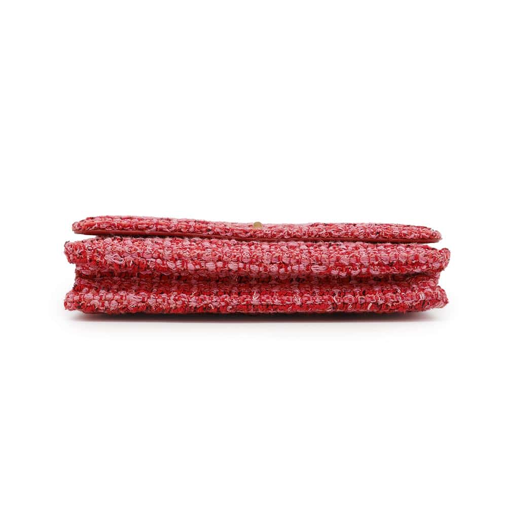 CHANEL 2.55 Chain Wallet Red Tweed
