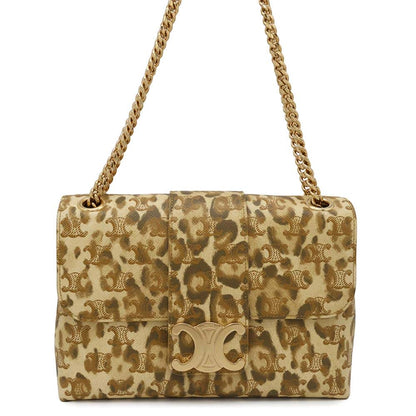 CELINE ChainShoulder Leopard Brown Leather