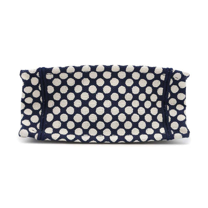 Dior Vertical Book Tote Dot White/Navy Canvas