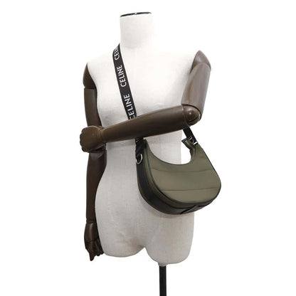 CELINE AVA Quilted Shoulder Khaki196972 Nylon Leather Size Medium