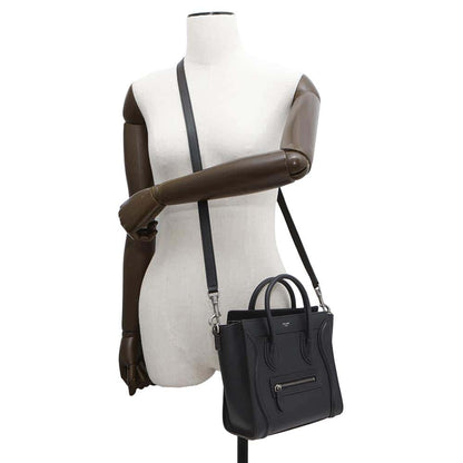 CELINE Luggage shopper Black189243DRU.38NO Drummed Calf Leather Size Nano