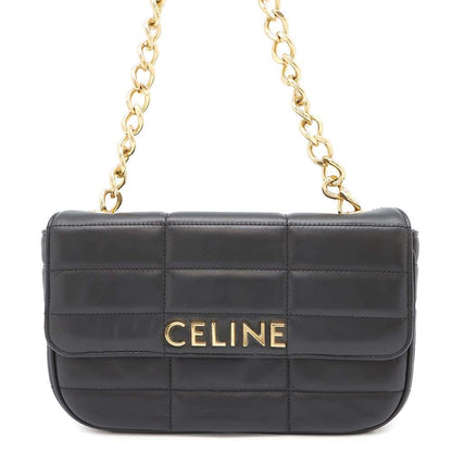 CELINE Chain Matelasse MonoChrome Shoulder Black111273EPZ Goatskin Leather