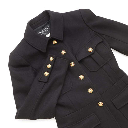 CHANEL Gripoa Button Jacket Size 38 BlackP08277 Wool 100%