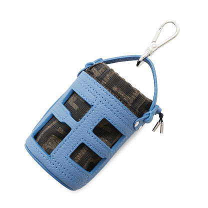 FENDI Zucca Pattern Bucket Motif Bag Charm Blue7AS158 Canvas Leather