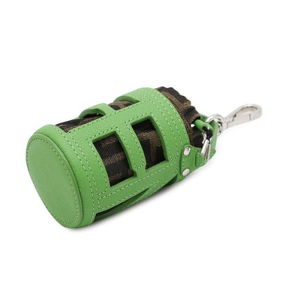 FENDI Zucca Pattern Bucket Motif Bag Charm Green7AS158 Canvas Leather