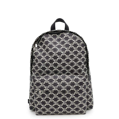 CELINE Triomphe Backpack Black/White188382FSZ PVC Coated Canvas Leather