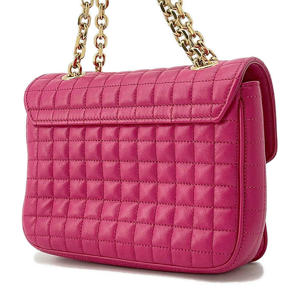CELINE C-C ChainShoulder Bag Pink188403 Leather Size Small