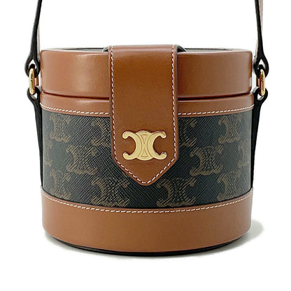 CELINE Triomphe Tambour Tan195642 PVC Coated Canvas Leather Size Small