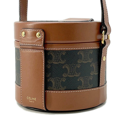 CELINE Triomphe Tambour Tan195642 PVC Coated Canvas Leather Size Small