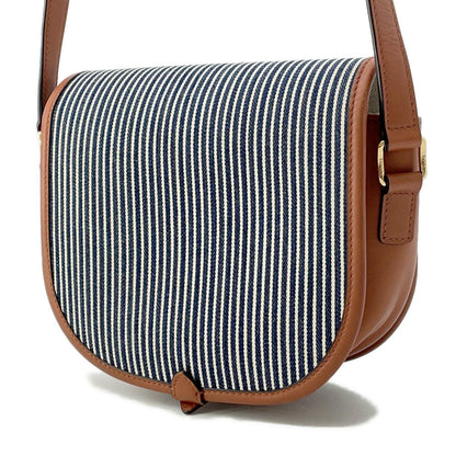 CELINE Striped Falco Shoulder Bag Blue/White/Brown191502 Canvas Leather Size Medium