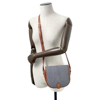 CELINE Striped Falco Shoulder Bag Blue/White/Brown191502 Canvas Leather Size Medium