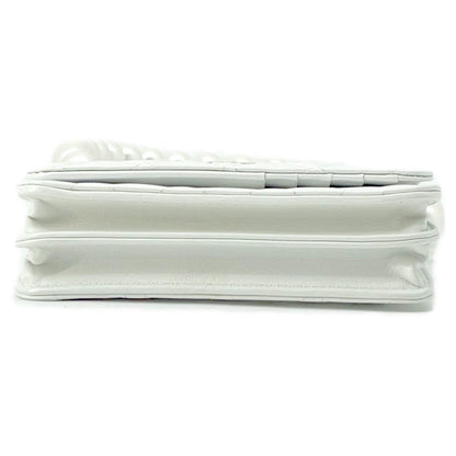 CHANEL Matelasse Pearl Shoulder Wallet WhiteAP1839 Calf Leather