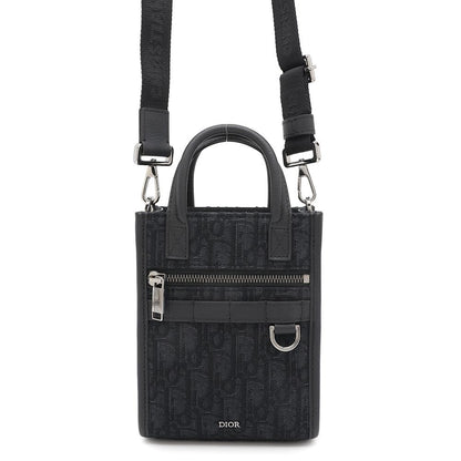 Dior Safari North South 2way Tote Bag Black2ESWS017YKY Jacquard Calf Leather Size Mini