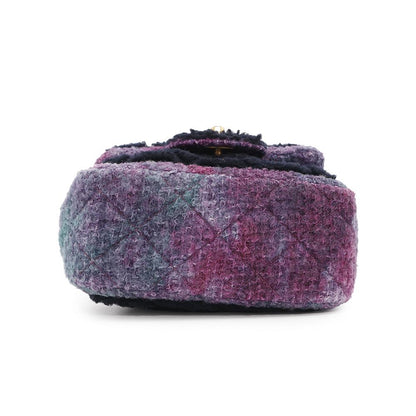 CHANEL Mini Matelasse ChainShoulder Bag Purple Wool