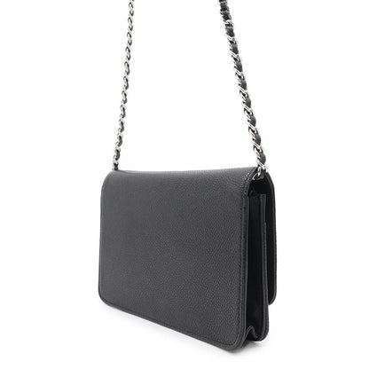CHANEL CC Logo Chain Wallet BlackA48654 Caviar Leather