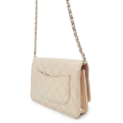 CHANEL Matelasse Chain wallet MetalicPink Lambskin