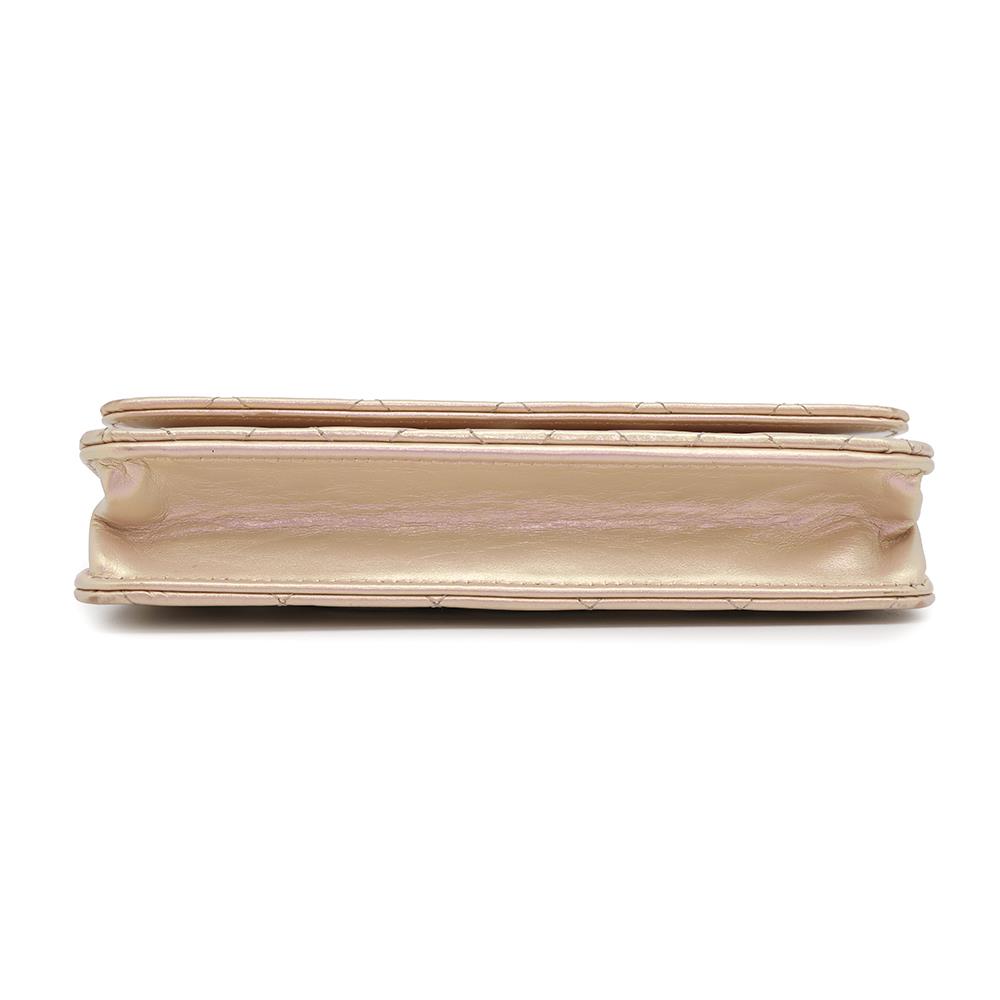 CHANEL Matelasse Chain wallet MetalicPink Lambskin