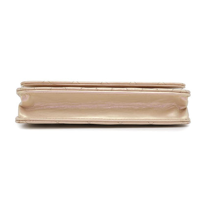 CHANEL Matelasse Chain wallet MetalicPink Lambskin