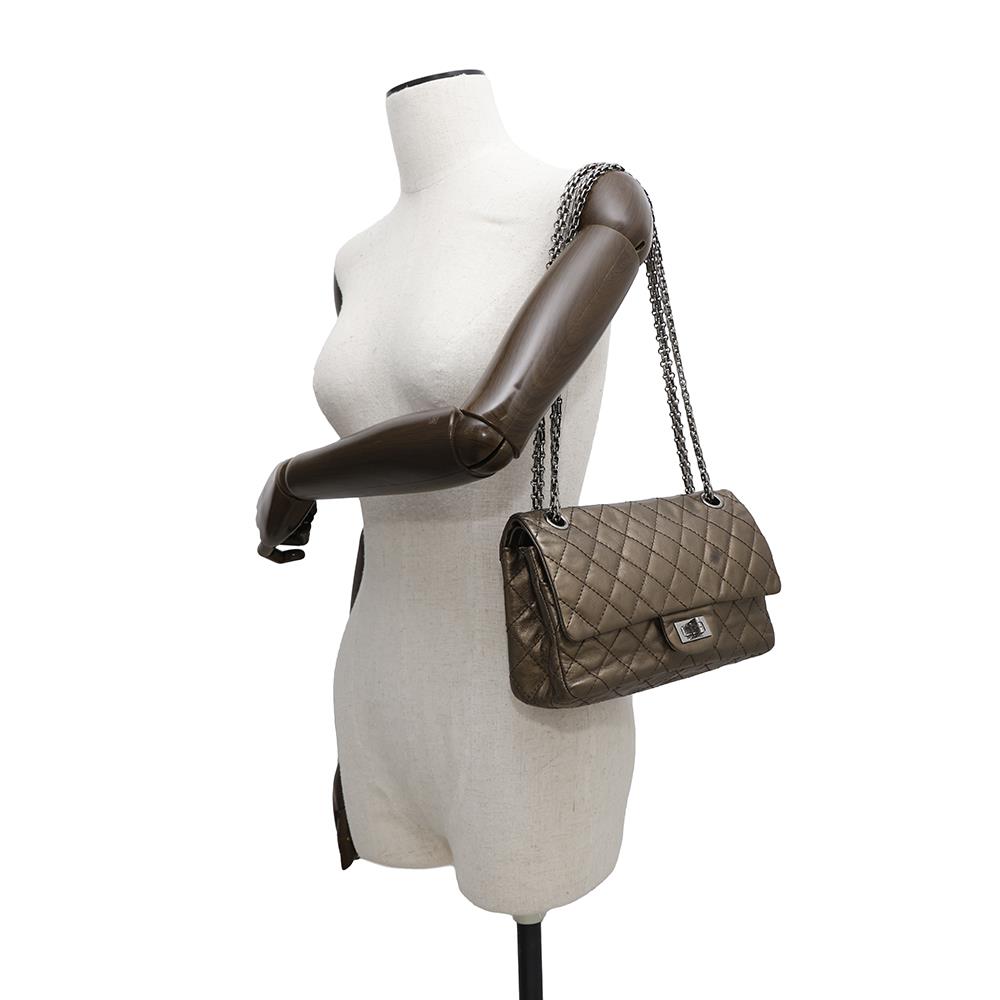CHANEL 2.55 ChainShoulder Bag Bronze Leather