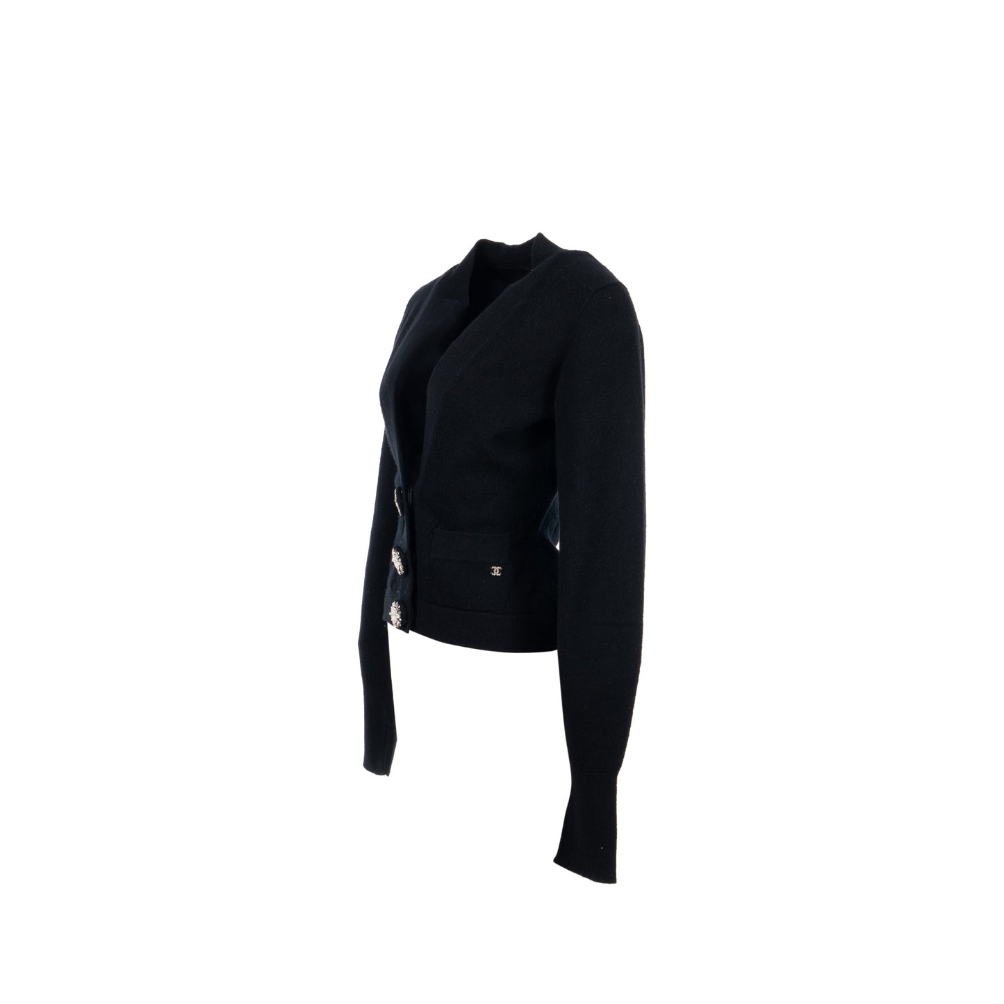 Chanel Size 34 22A Cardigan Cashmere Black