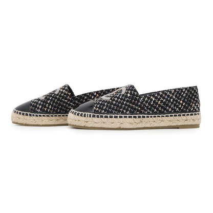 CHANEL Espadrilles Tweed BlackG29762 Cotton Enamel Size 39 C