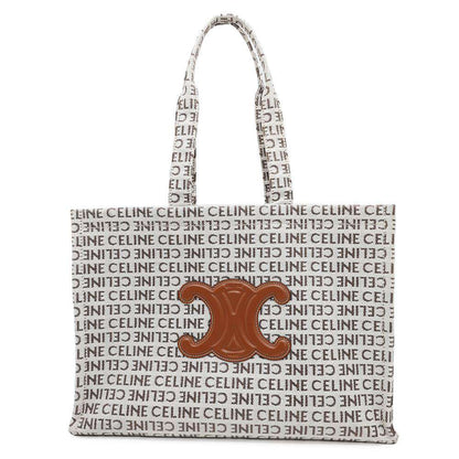 CELINE Triomphe Kabatais White/Tan196762 Canvas Leather Size Large