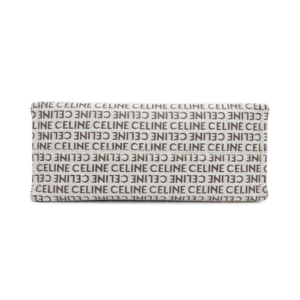 CELINE Triomphe Kabatais White/Tan196762 Canvas Leather Size Large