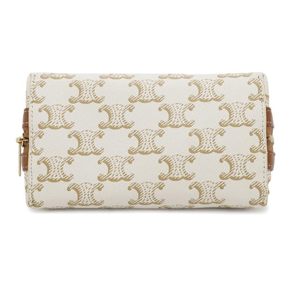 CELINE Triomphe cosmetic pouch White4M1622CZJ PVC Coated Canvas Leather Size Small