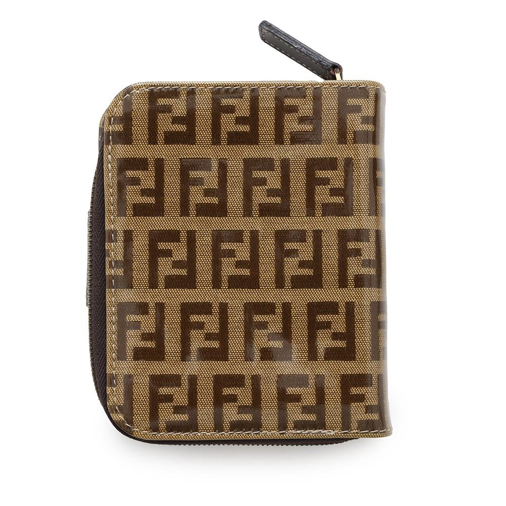 FENDI Compact zip wallet Brown PVC/Leather