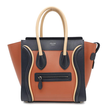 CELINE Luggage shopper Orange/Navy/Beige167793 Leather Size micro