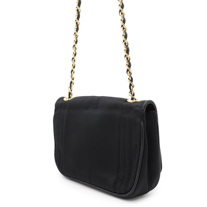 CHANEL CC Logo Flap Shoulder Black Nylon Leather