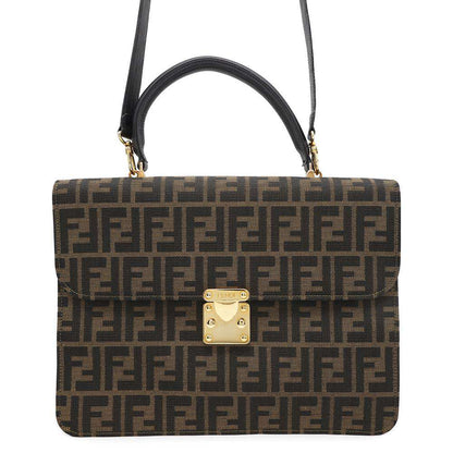 FENDI Zucca Pattern 2WAYBag Brown0914117 Canvas Leather