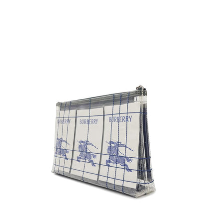 BURBERRY EKD Label Pouch White/Transparent Plastics Canvas