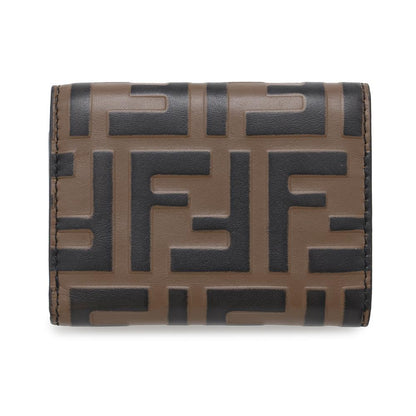 FENDI ZUCCA F IS FENDI 3-Fold Compact Wallet Brown/Black8M0395 Leather