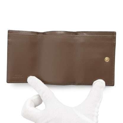 FENDI ZUCCA F IS FENDI 3-Fold Compact Wallet Brown/Black8M0395 Leather