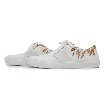 CHANEL Slip-on Sneakers WhiteG31747 Leather Canvas Size 43