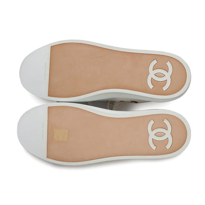 CHANEL Slip-on Sneakers WhiteG31747 Leather Canvas Size 43