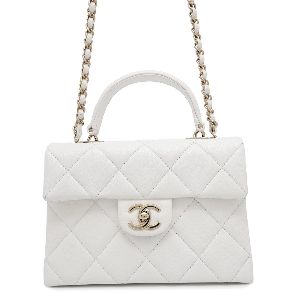 CHANEL Matelasse 2way top handle WhiteAS4711 Caviar Leather