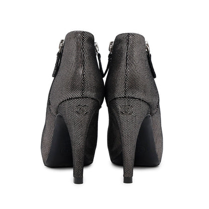 CHANEL Booties Silver/BlackG28558 Leather Size 37C