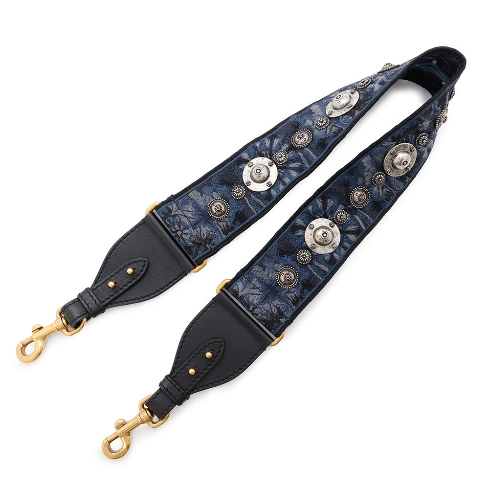 Dior Medallion Embroidery  Shoulder Strap BlueAY5626W3 Canvas Leather