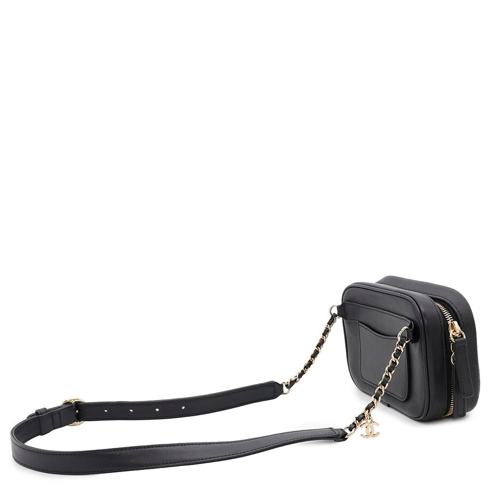 CHANEL CC Logo Crossbody Bag Black Lambskin