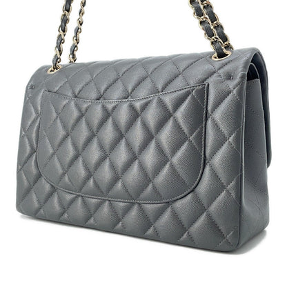 CHANEL Jumbo Matelasse W Flap ChainShoulder Bag GrayA58600 Caviar Leather Size 30