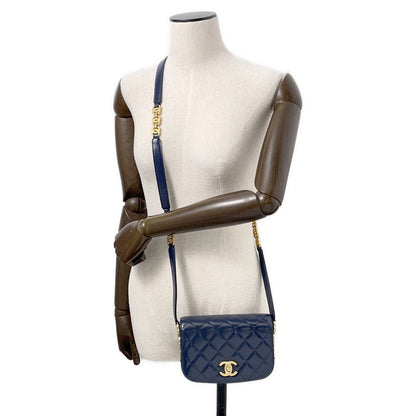 CHANEL Matelasse Full Flap Shoulder Bag BlueAS3402 Calf Leather