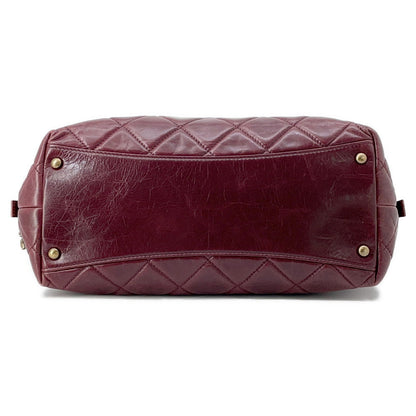 CHANEL Matelasse 2WAY Bowling Bag Bordeaux Leather