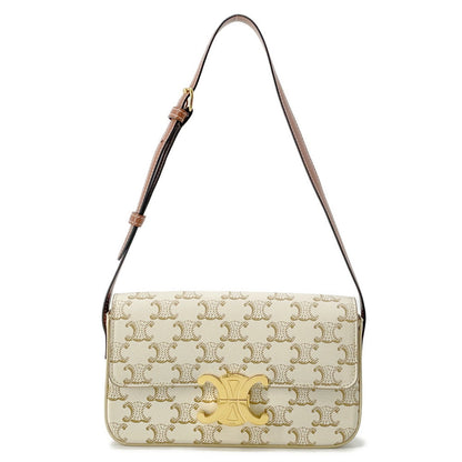CELINE Triomphe One Shoulder Bag White194142 PVC Leather