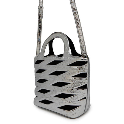 BALENCIAGA Neo Basket 2WAY Handbag Silver630708 Patent Leather