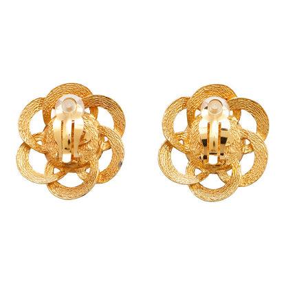 CHANEL Flower motif Earring Gold Gold Plated